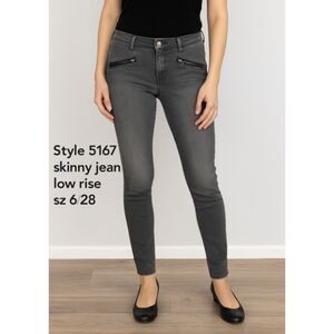 Cabi Women’s 5167 Skinny Jeans Gray Size 6 Low Rise Stretch Zip Pocket Pants